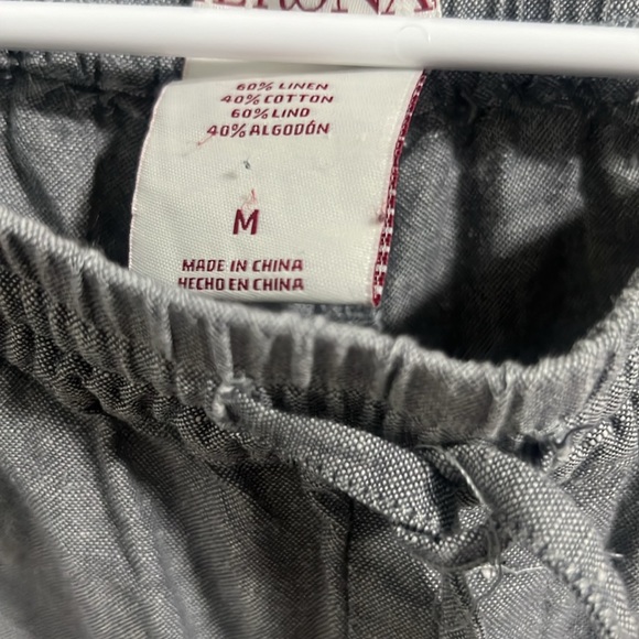 Gray linen and cotton blend wide leg pulling pants, size M - Picture 4 of 5